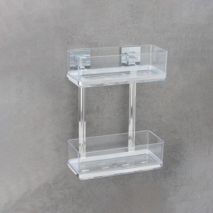 WENKO 22691100-Regál VACUUM-LOC QUADRO ED 25,5x32,5 cm stříbrná/lesk. chrom/čirá