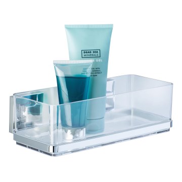 WENKO 22692100-Polička VACUUM-LOC QUADRO ED 25,5x14 cm stříbrná/čirá