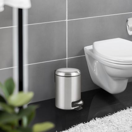 WENKO 22702100 - Odpadkový koš LEMAN 17x25 cm nerez/satin/černá