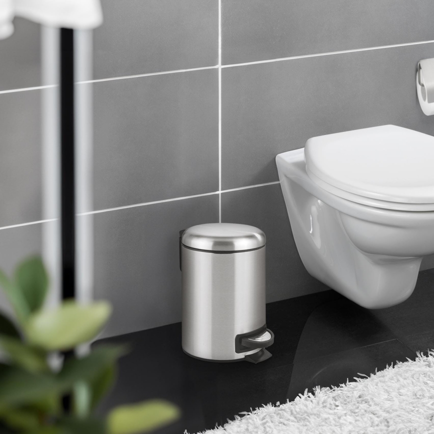 WENKO 22702100 - Odpadkový koš LEMAN 17x25 cm nerez/satin/černá