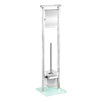 WENKO 22992100 - WC štětka DEBAR 18x73 cm nerez/satin/bílá