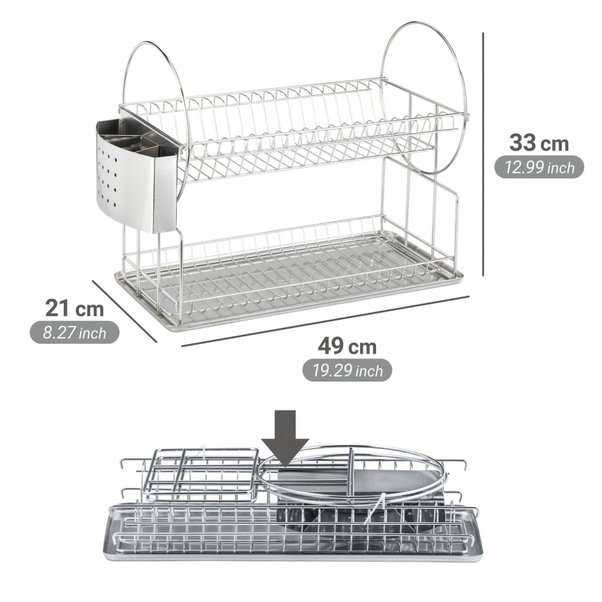 WENKO 2329100 - Odkapávač nádobí DUO 21x33 cm nerez/stříbrná