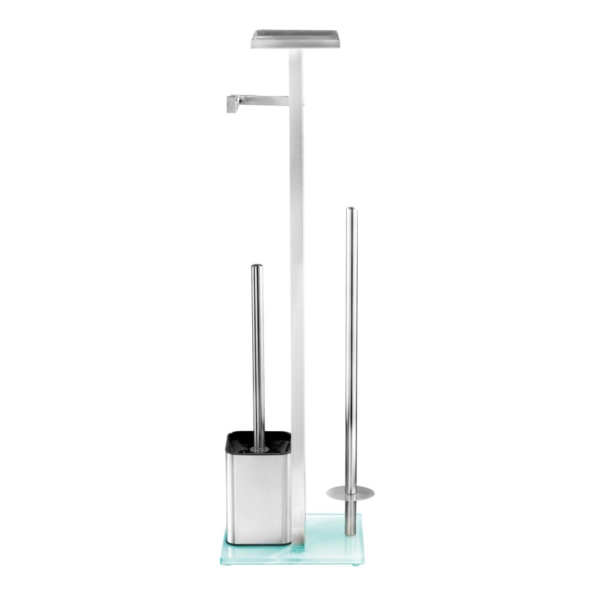 WENKO 23364100 - WC štětka DEBAR 21x70,5 cm nerez/satin/bílá