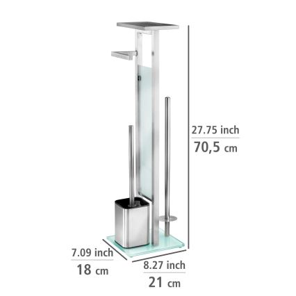 WENKO 23364100 - WC štětka DEBAR 21x70,5 cm nerez/satin/bílá