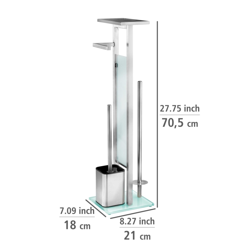 WENKO 23364100 - WC štětka DEBAR 21x70,5 cm nerez/satin/bílá