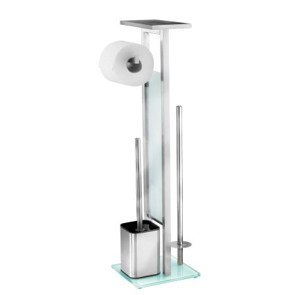 WENKO 23364100 - WC štětka DEBAR 21x70,5 cm nerez/satin/bílá