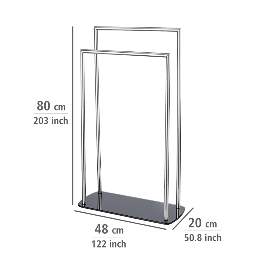 WENKO 24076800 - Držák ručníků RAVINA 48x80 cm nerez/stříbrná/černá