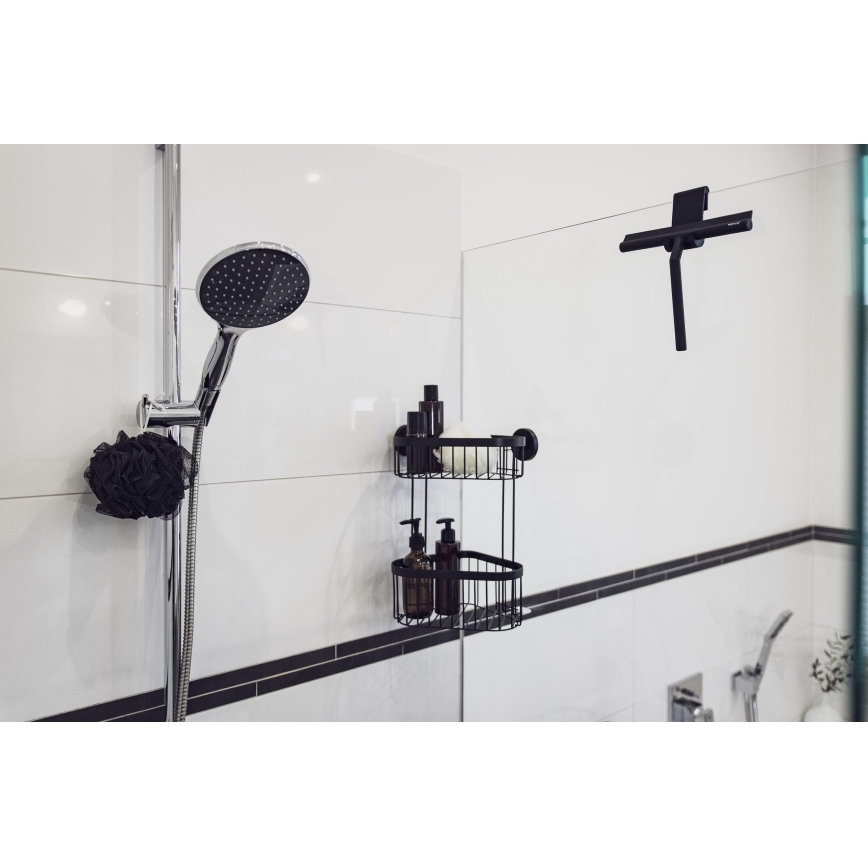 WENKO 24171100 - Stěrka na sprchu MOLA 21x24,5 cm nerez/černá