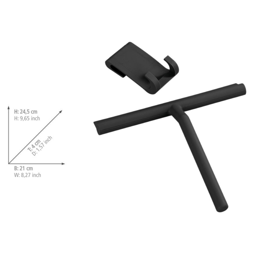 WENKO 24171100 - Stěrka na sprchu MOLA 21x24,5 cm nerez/černá