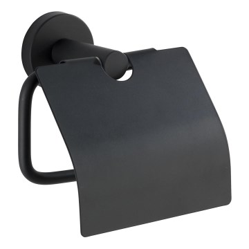 WENKO 24241100-Držák toaletního papíru BOSIO BLACK 15x13,5 cm nerez/stříbrná