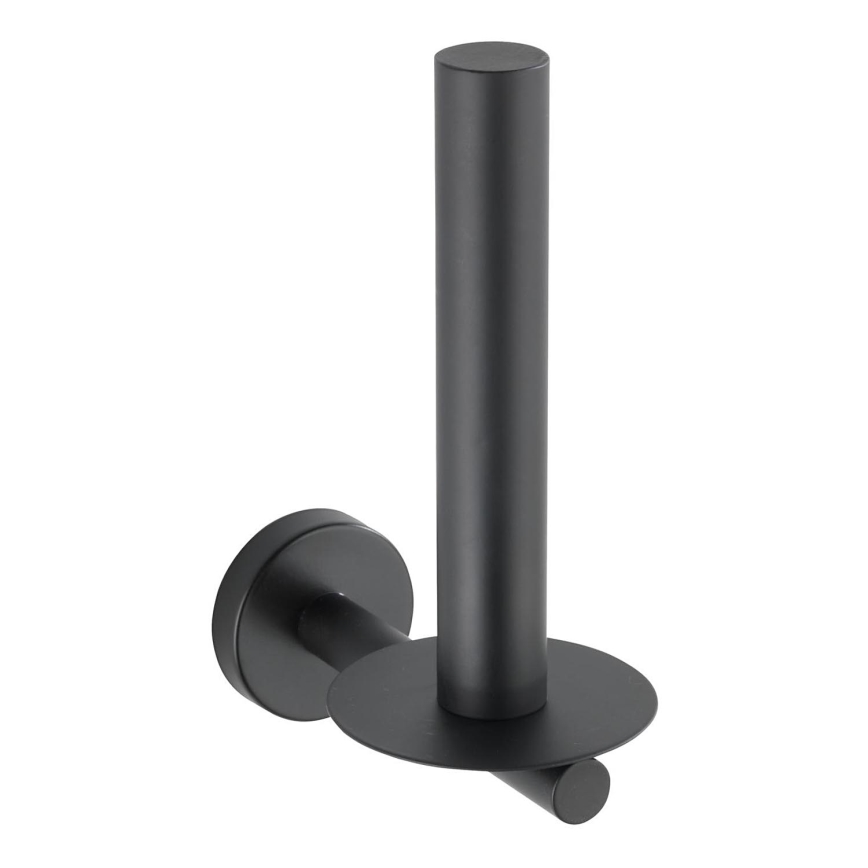 WENKO 24262100-Držák toaletního papíru BOSIO BLACK 8x18 cm nerez/stříbrná