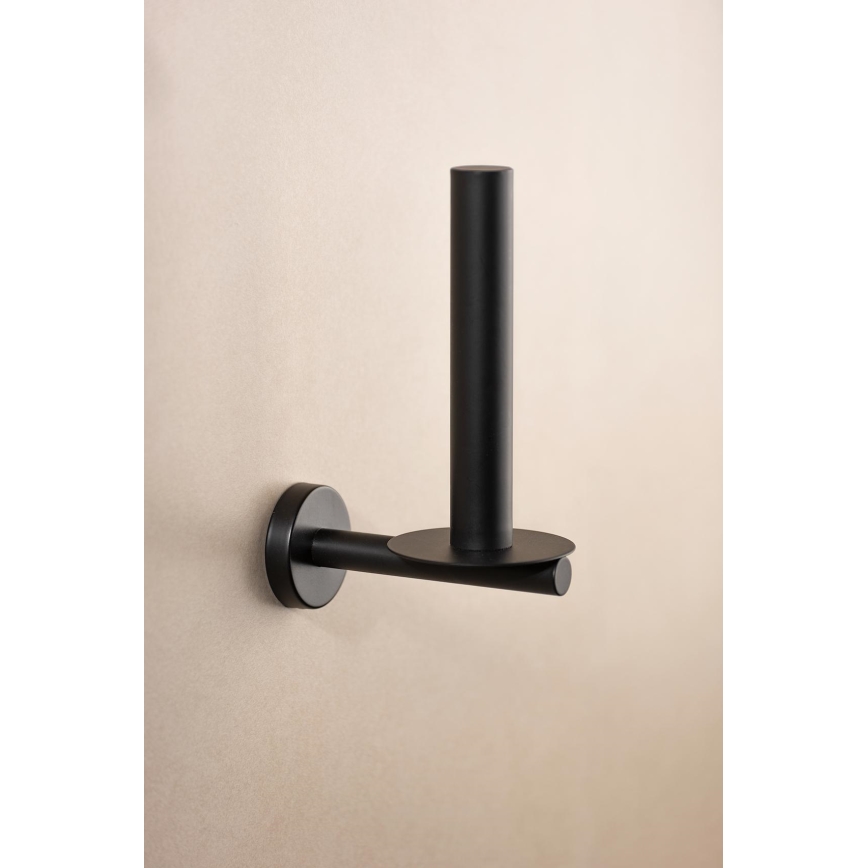 WENKO 24262100-Držák toaletního papíru BOSIO BLACK 8x18 cm nerez/stříbrná