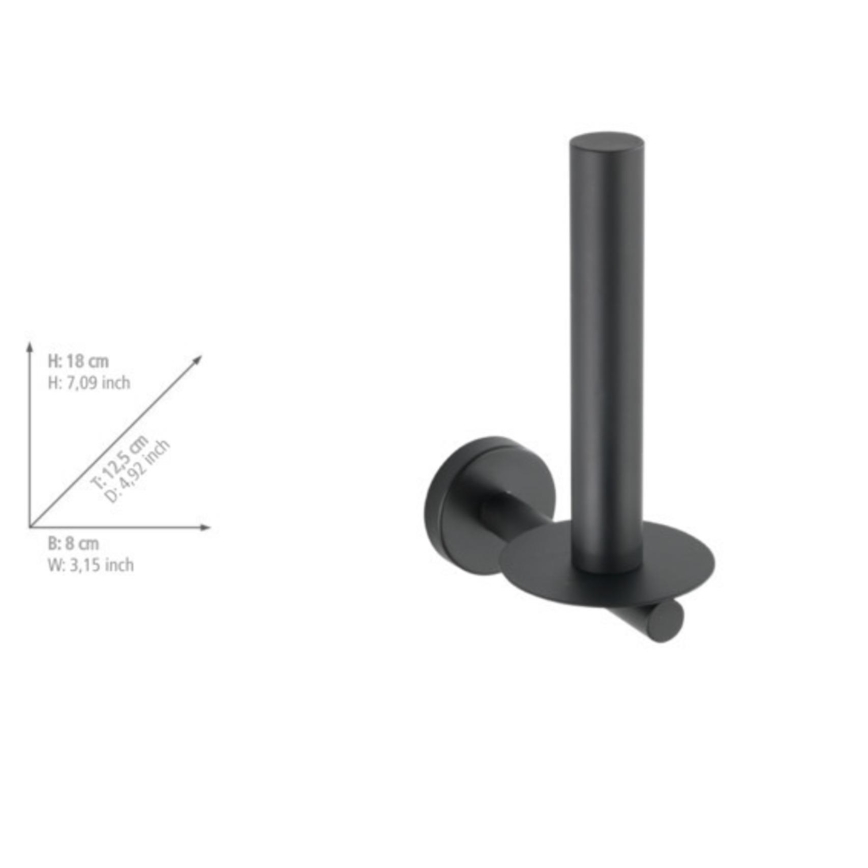 WENKO 24262100-Držák toaletního papíru BOSIO BLACK 8x18 cm nerez/stříbrná