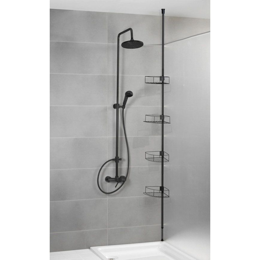 WENKO 24568100-Rohová police DOLCEDO 31x230 cm nerez/černá