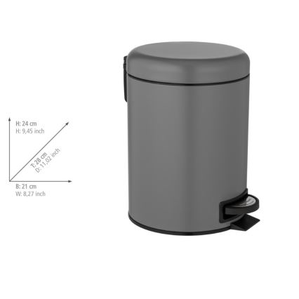 WENKO 24682100 - Koš LEMAN 21x24 cm šedá/černá