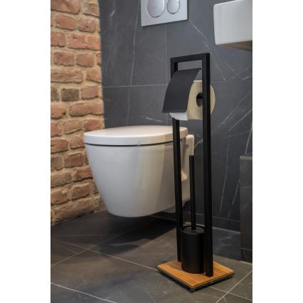 WENKO 24751100 - WC set BAMBUSA 18x72,5 cm černá/hnědá