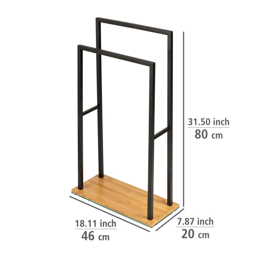 WENKO 24752100 - Držák na ručníky BAMBUSA 46x80 cm černá/hnědá