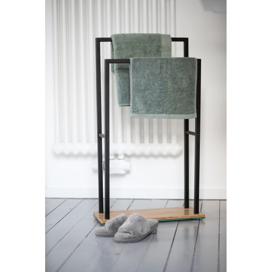 WENKO 24752100 - Držák na ručníky BAMBUSA 46x80 cm černá/hnědá
