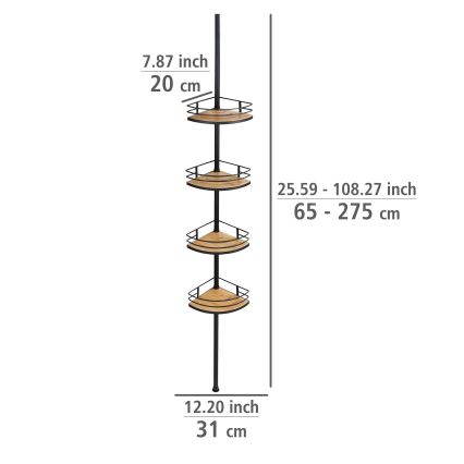 WENKO 24756100-Rohová police DOLCEDO 31x20 cm nerez/černá/hnědá