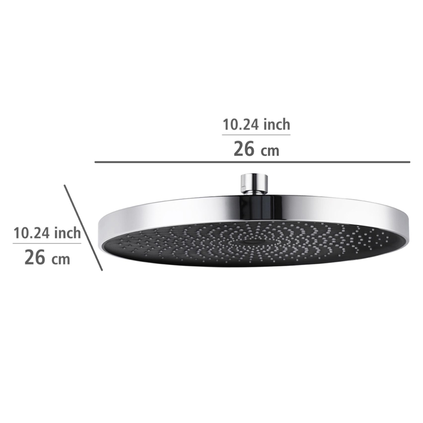 WENKO 24910100 - Sprchová hlavice SOFTWATER 26x26 cm lesklý chrom/černá