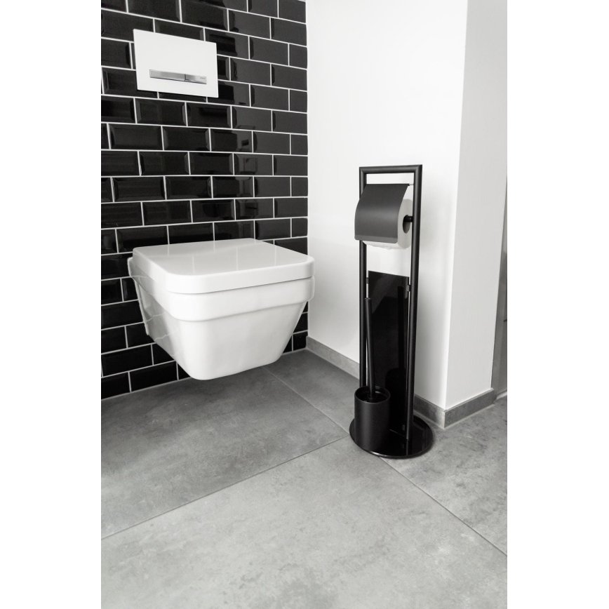 WENKO 24982800 - WC set RAVINA 20x70 cm nerez/černá