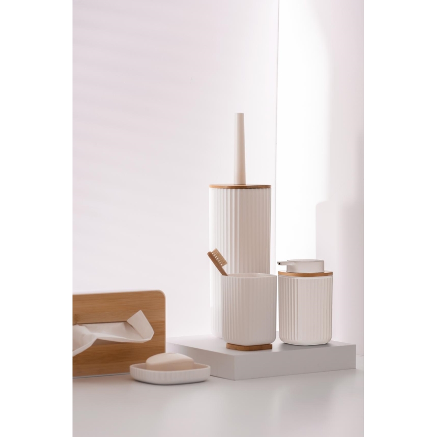 WENKO 25294100 - Dávkovač mýdla ROTELLO 8,9x12,7 cm bílá/hnědá