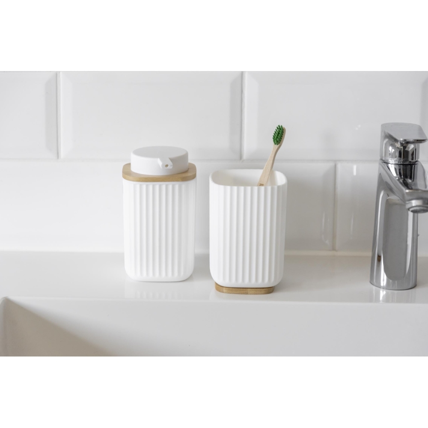 WENKO 25294100 - Dávkovač mýdla ROTELLO 8,9x12,7 cm bílá/hnědá