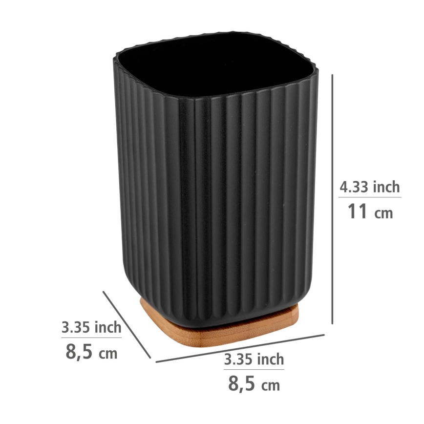 WENKO 25297100 - Kelímek na zubní kartáček ROTELLO 8,5x11 cm černá/hnědá
