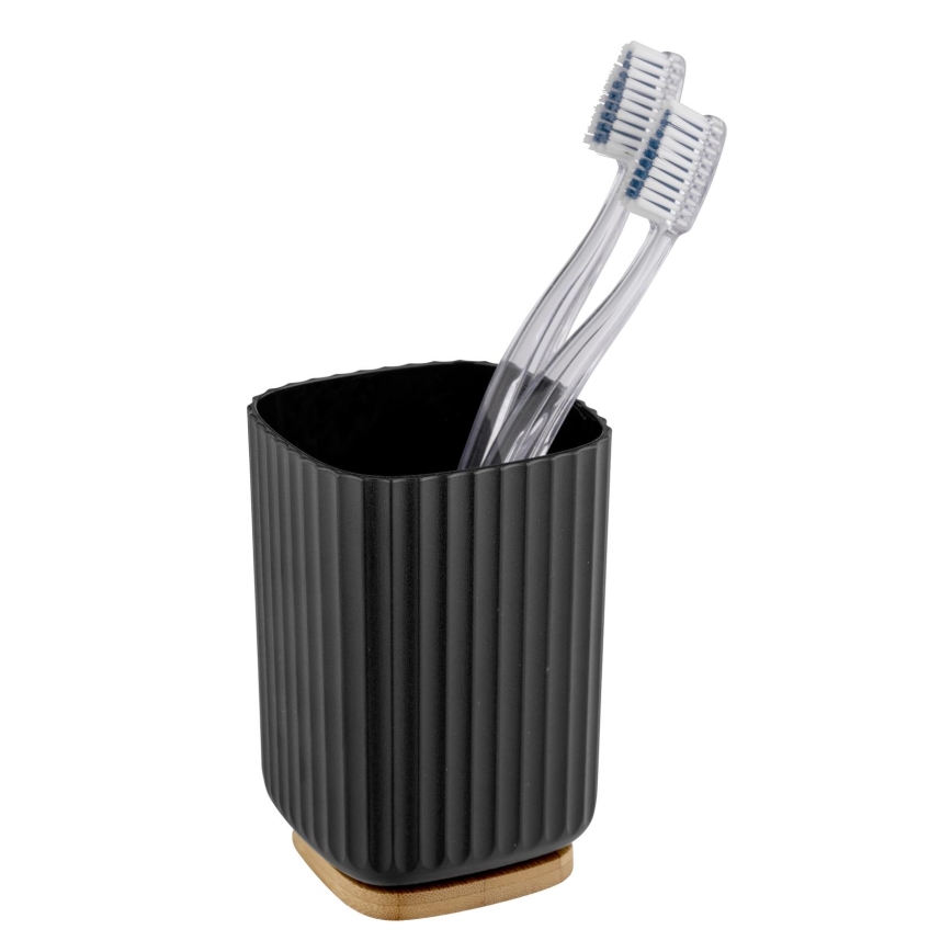 WENKO 25297100 - Kelímek na zubní kartáček ROTELLO 8,5x11 cm černá/hnědá