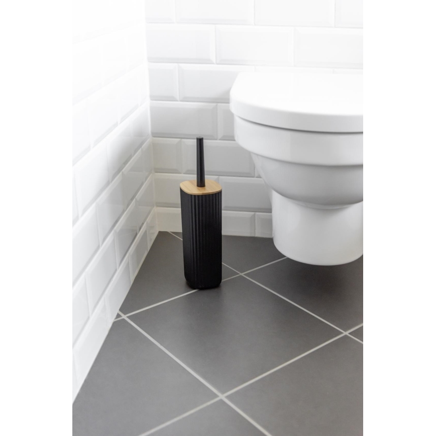 WENKO 25304100 - WC set ROTELLO 10x36 cm černá/hnědá