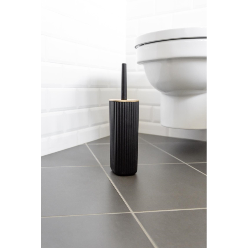 WENKO 25304100 - WC set ROTELLO 10x36 cm černá/hnědá