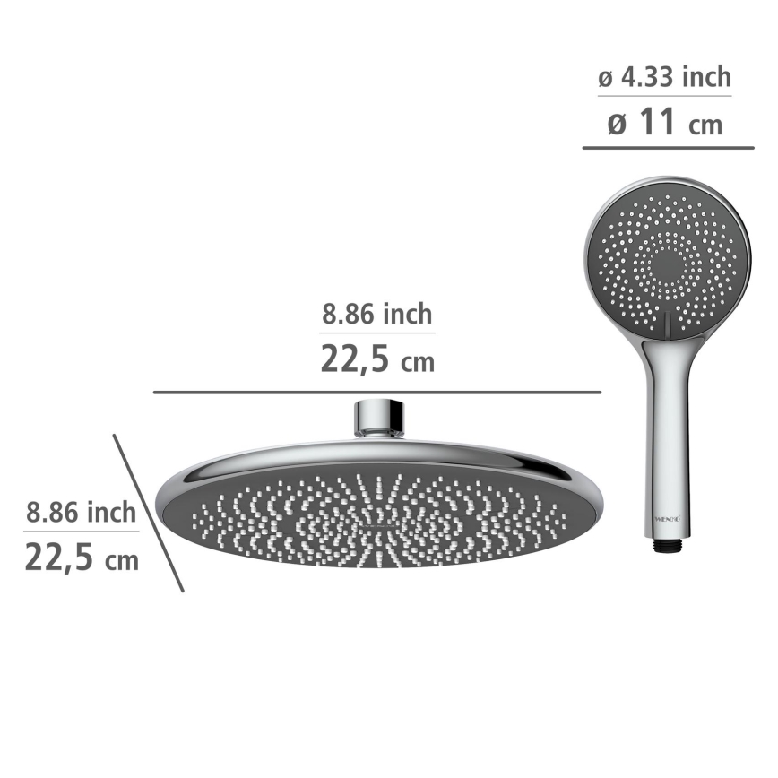 WENKO 25310100 - Sprchový set WATERSAVING SYSTEM nerez/lesklý chrom