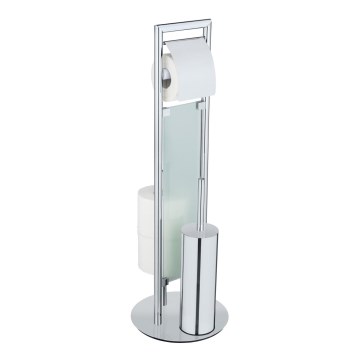 WENKO 25384100 - WC set SULMONA 25x76 cm stříbrná/černá