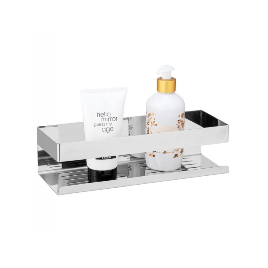 WENKO 25413100-Polička TURBO-LOC GENOVA SHINE 30x10,5 cm stříbrná