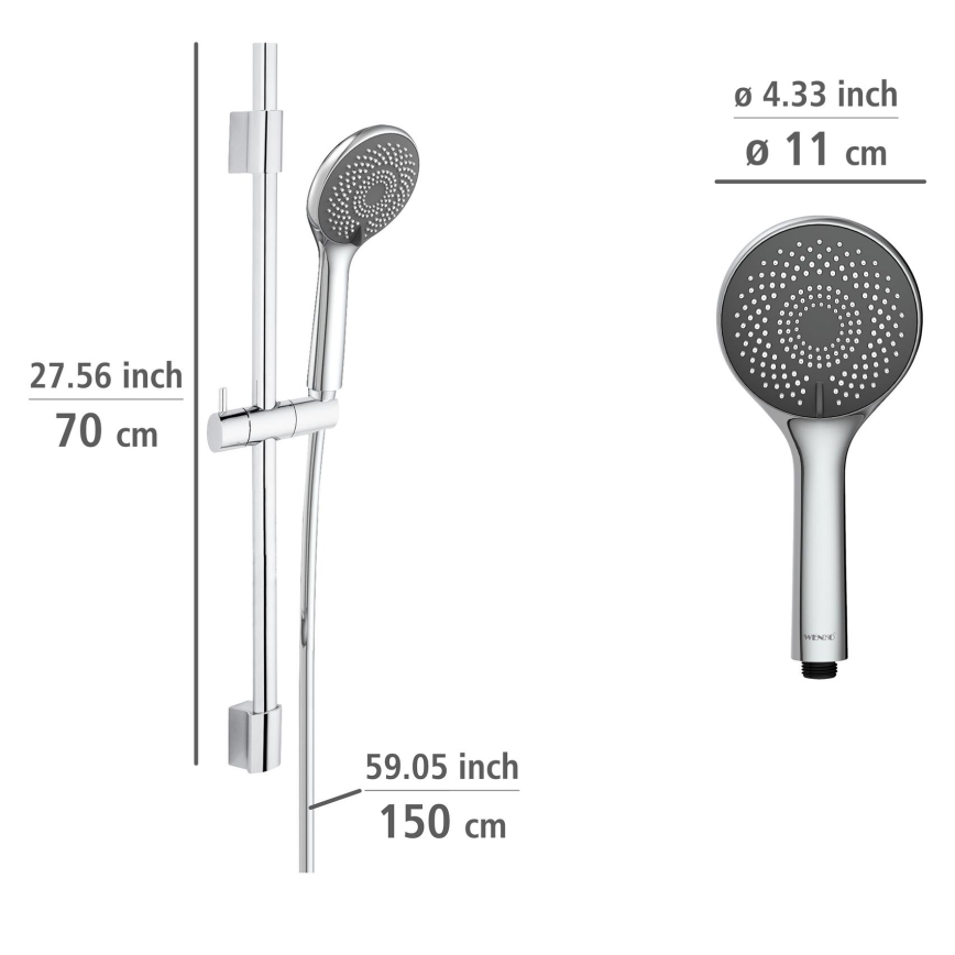 WENKO 25452100 - Sprchový set WATERSAVING SYSTEM 70 cm stříbrná