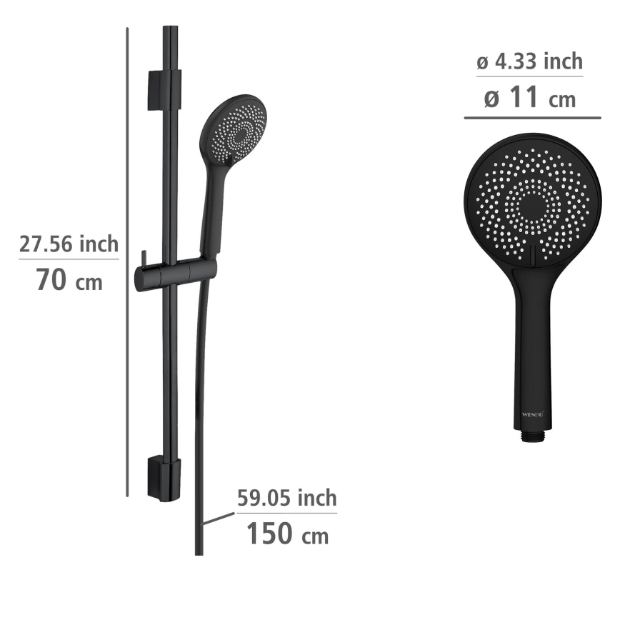 WENKO 25453100 - Sprchový set WATERSAVING SYSTEM 70 cm černá