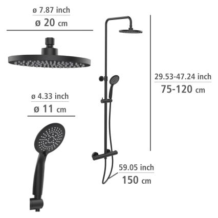 WENKO 25484100 - Sprchový systém WATERSAVING SYSTEM 12x120 cm černá