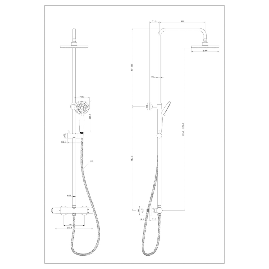 WENKO 25484100 - Sprchový systém WATERSAVING SYSTEM 12x120 cm černá