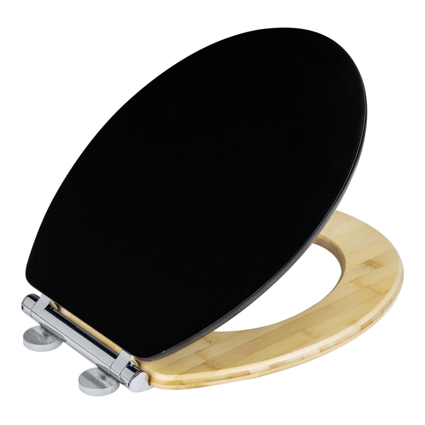 WENKO 25772100 - WC sedátko BAMBUZA 37x44 cm černá/hnědá/lesklý chrom