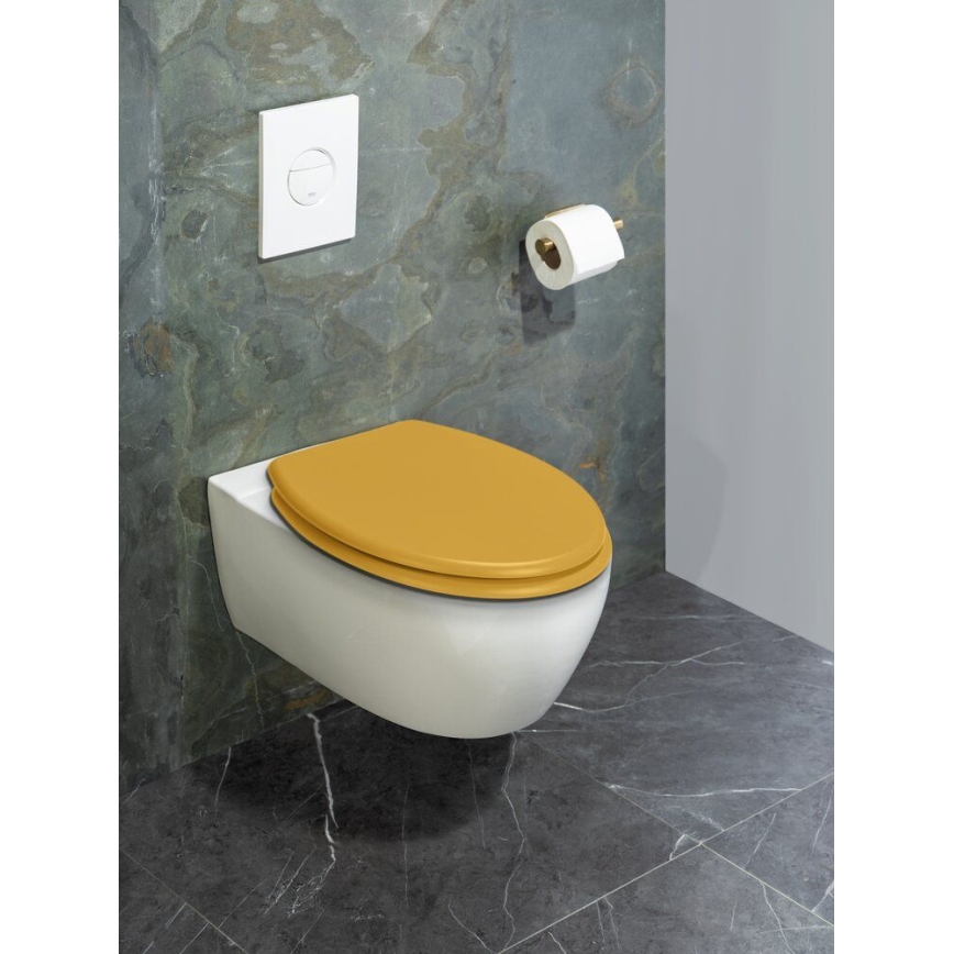 WENKO 25792100 - WC sedátko PRIMA 37x41 cm žlutá/stříbrná