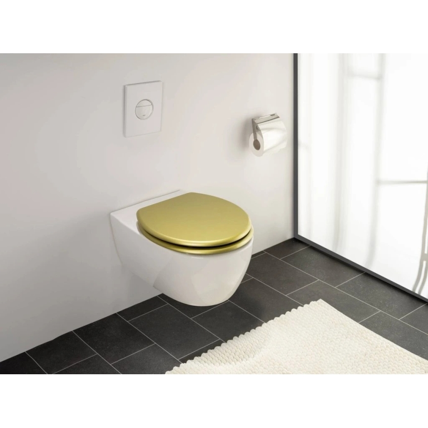 WENKO 26010100 - WC sedátko ALDENO 37x41 cm zlatá/stříbrná