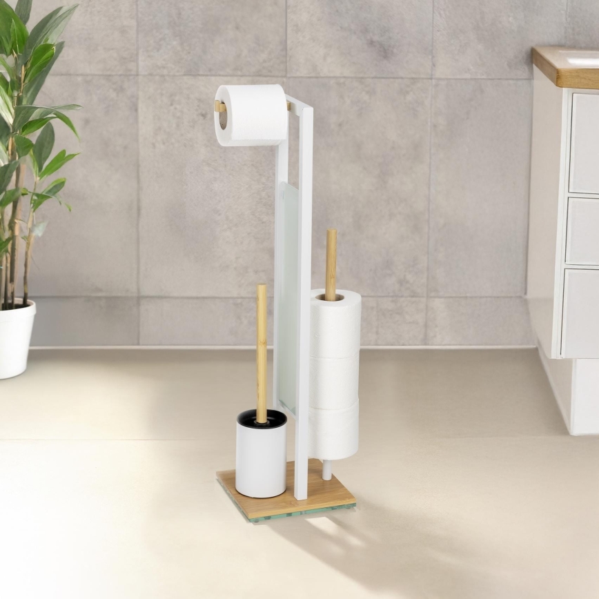 WENKO 26214100 - WC set RIVALTA 18x70 cm hnědá/bílá