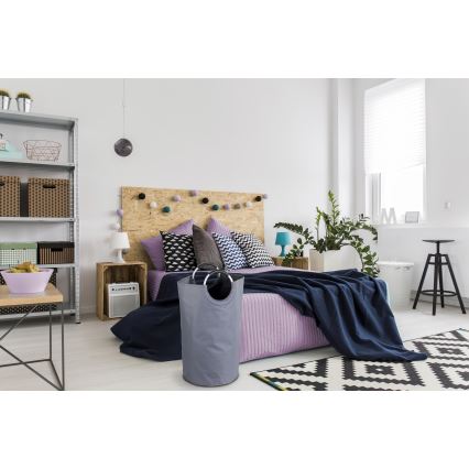 WENKO 3440803100 - Koš na prádlo JUMBO 38x72 cm antracit/stříbrná/černá