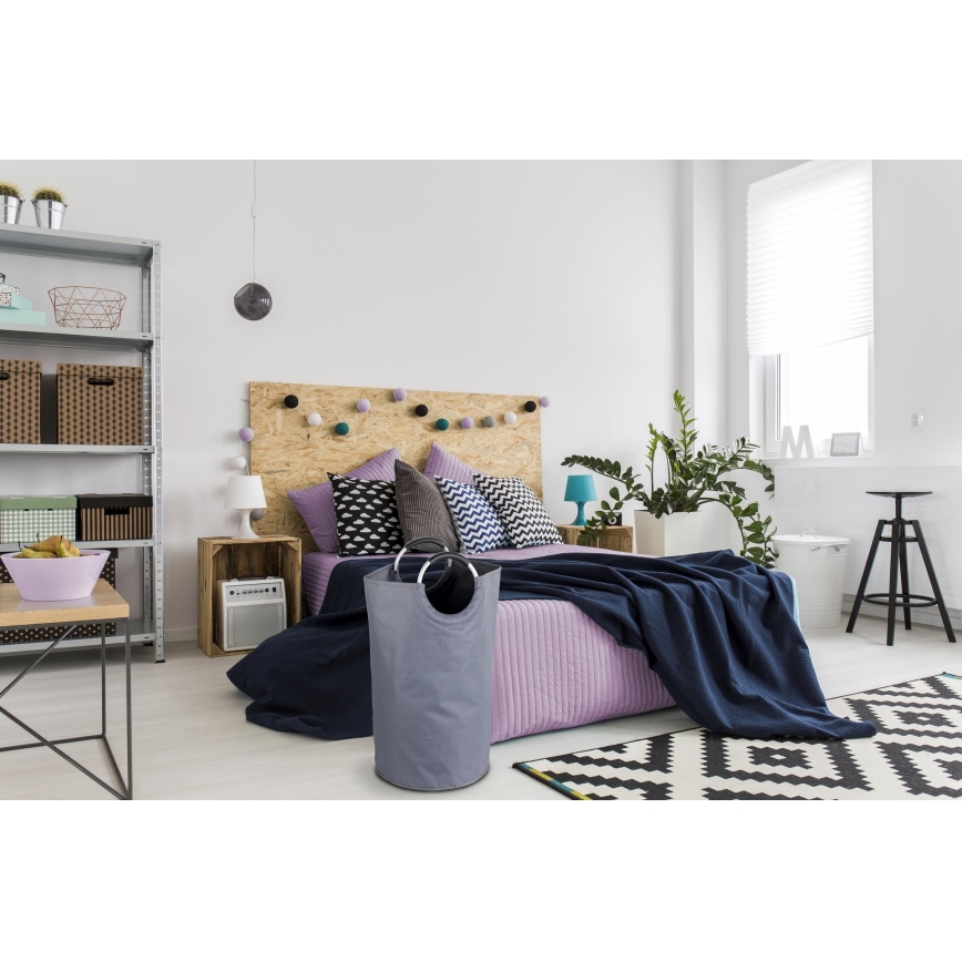 WENKO 3440803100 - Koš na prádlo JUMBO 38x72 cm antracit/stříbrná/černá