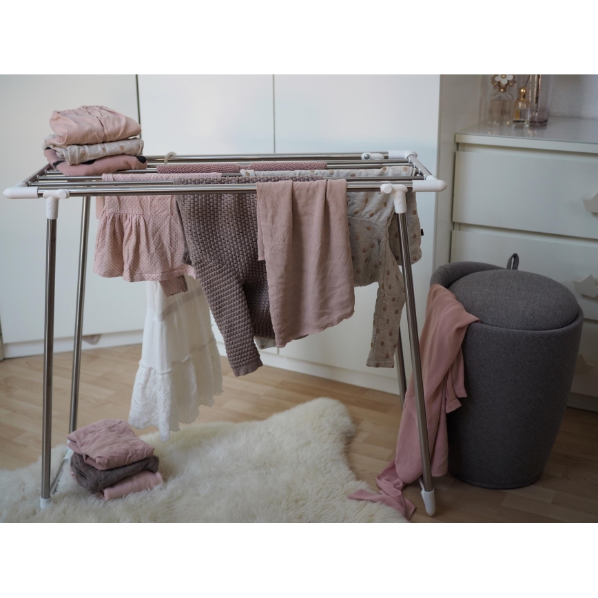 WENKO 3774020100 - Sušák na prádlo PROFI SINGLE 87x79 cm nerez/stříbrná/bílá