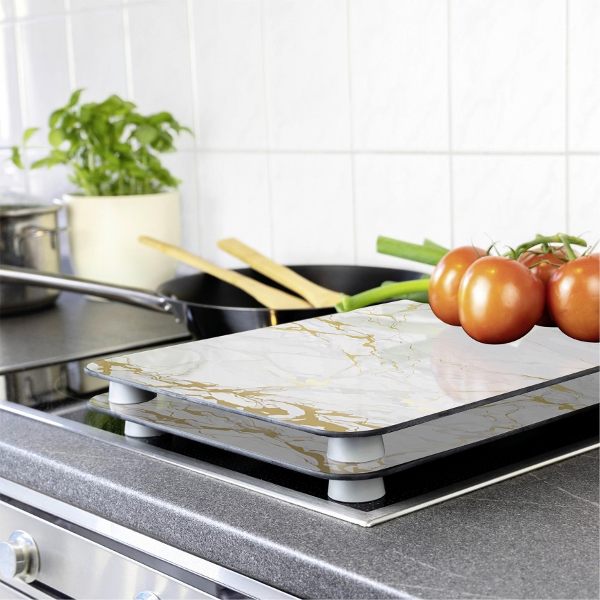 WENKO 53901100 - Kryt na sporák 30x52 cm bílá/šedá/čirá