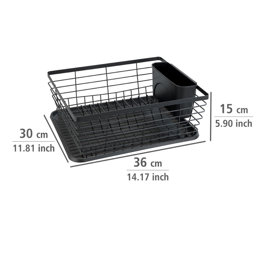 WENKO 54766100 - Odkapávač nádobí BLACK OUTDOOR KITCHEN 36x30 cm černá/černá