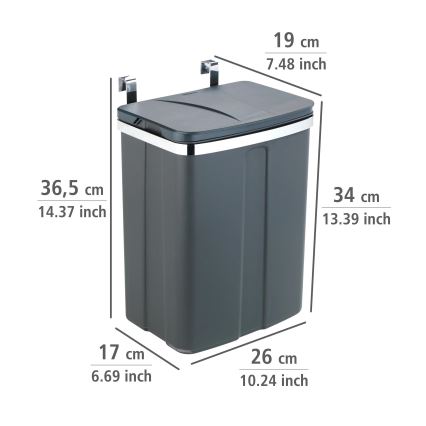 WENKO 54903100 - Koš DOOR-MOUNTED 26x36,5 cm šedá/stříbrná