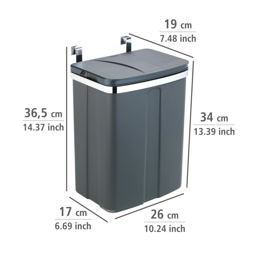 WENKO 54903100 - Koš DOOR-MOUNTED 26x36,5 cm šedá/stříbrná