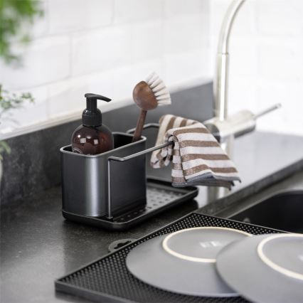 WENKO 55078100 - Organizér BLACK OUTDOOR KITCHEN 21x12 cm nerez/černá